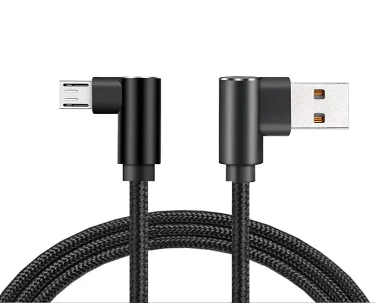 90° Right Angle Braided Micro USB Cable