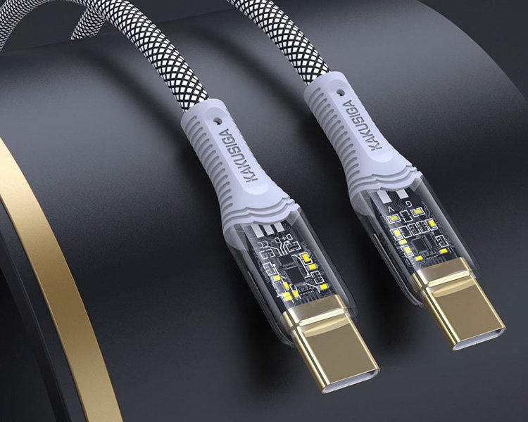Braided transparent pd 60w type-c data cable