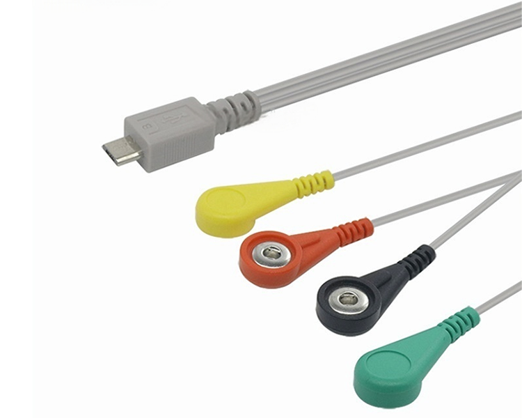 Micro5pin to 4.0 electrode female buckle physiotherapy cable