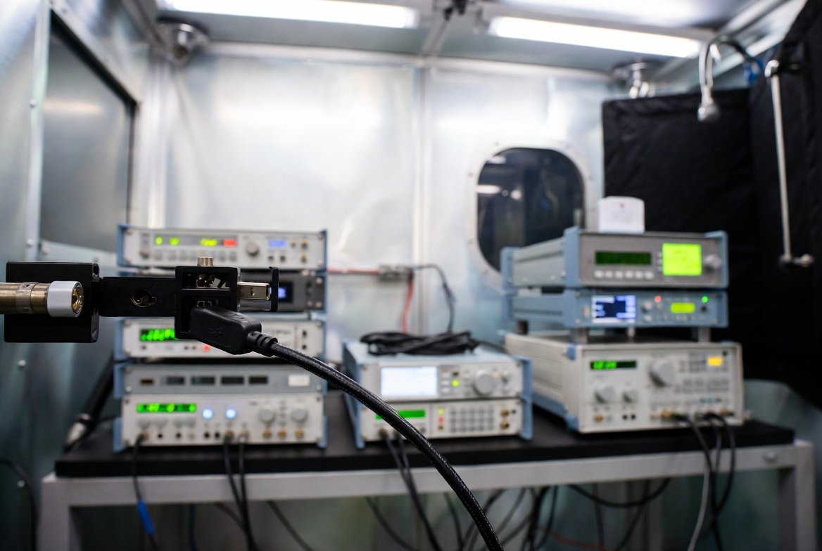 USB cable certification testing equipment in laboratory