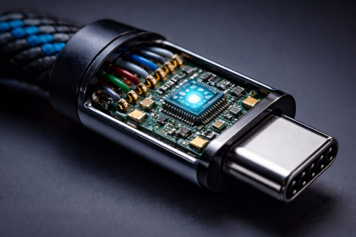 PCB board inside Thunderbolt 3 cable