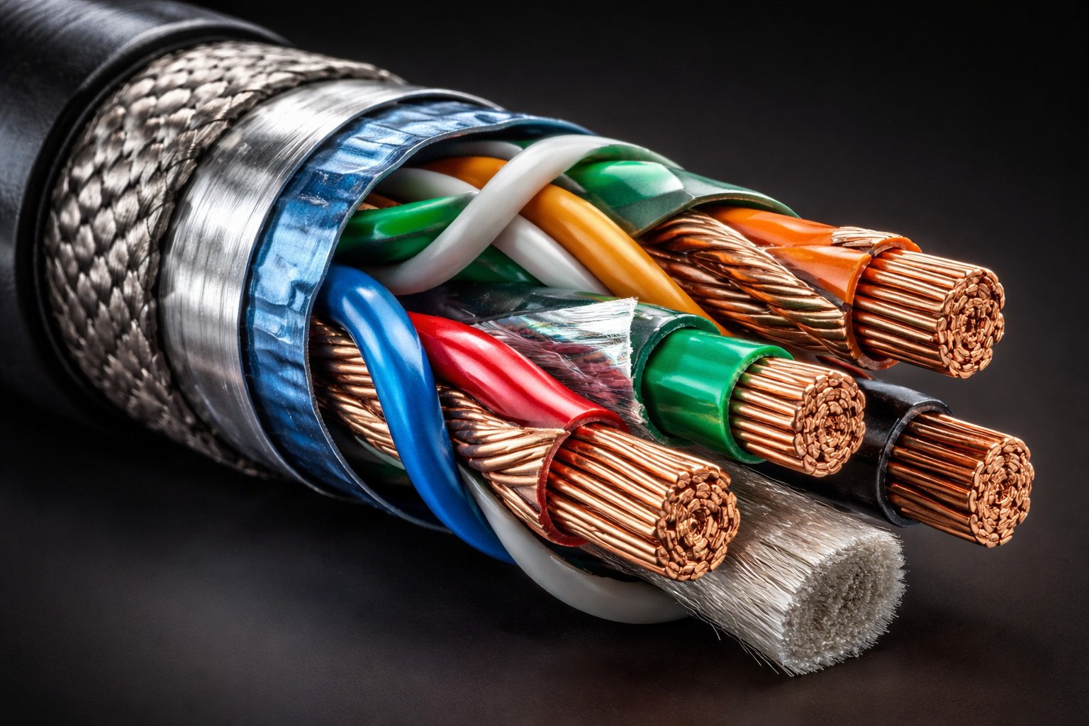 Thunderbolt 3 cable internal wire structure and conductor cross section