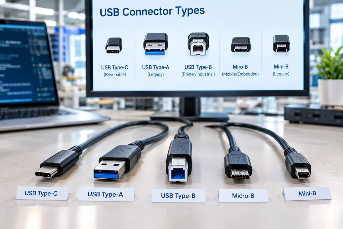 USB connector types – Type-C, Type-A, Type-B, Micro-B, Mini-B