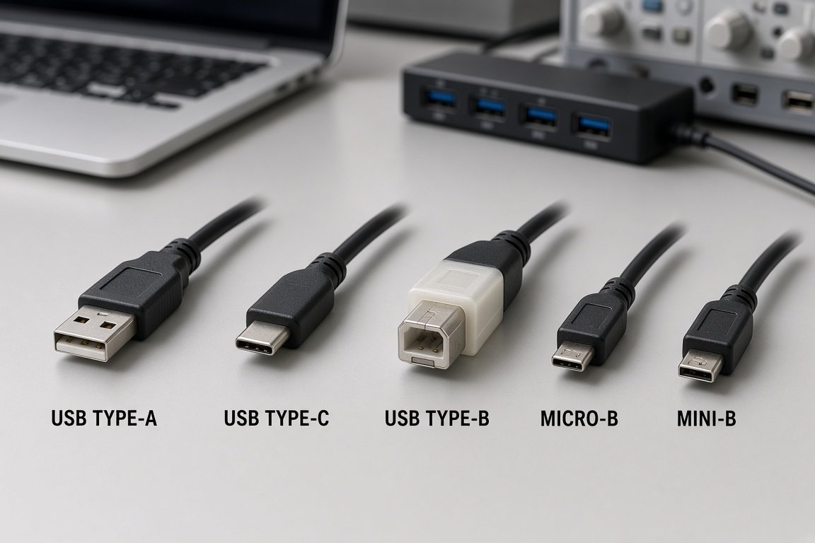 USB connector configurations – Type-C, Type-A, Type-B, Micro-B, Mini-B